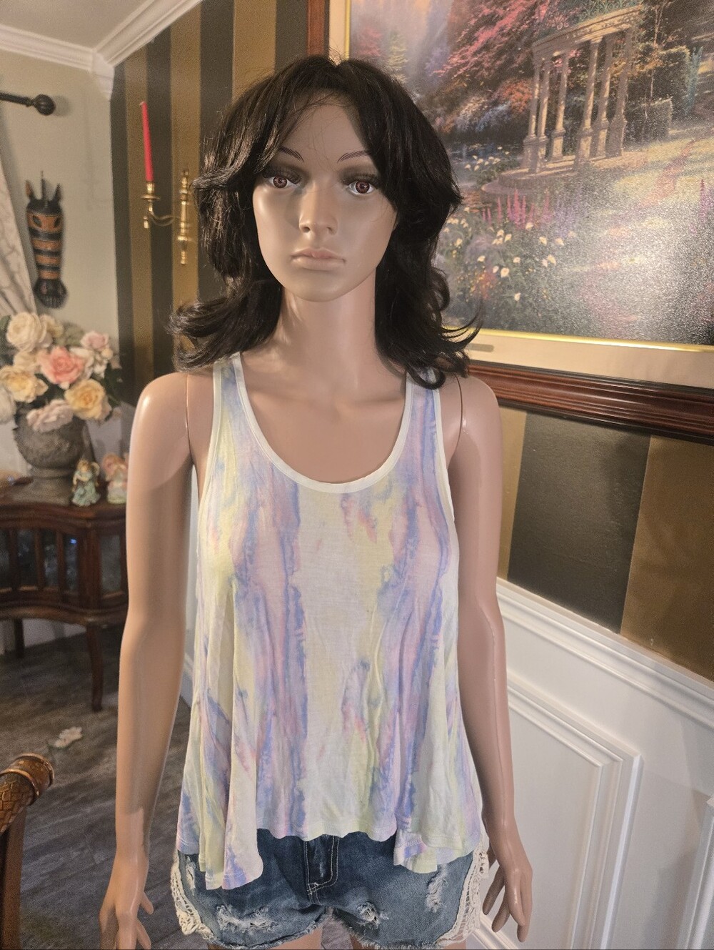 Kimchi Blue Pastel Watercolor Swing Tank Top